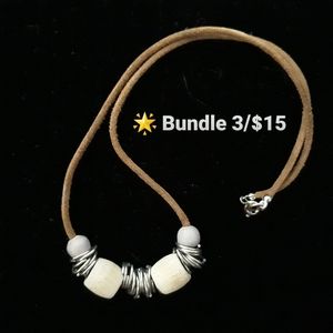 Handmade Wooden Bead Leather Necklace